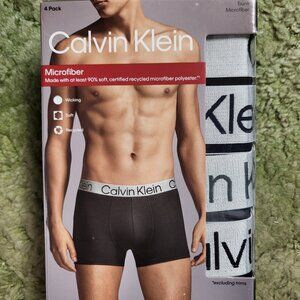 Calvin Klein Mens Microfiber Trunks 4 Pack Black & Gray Size L